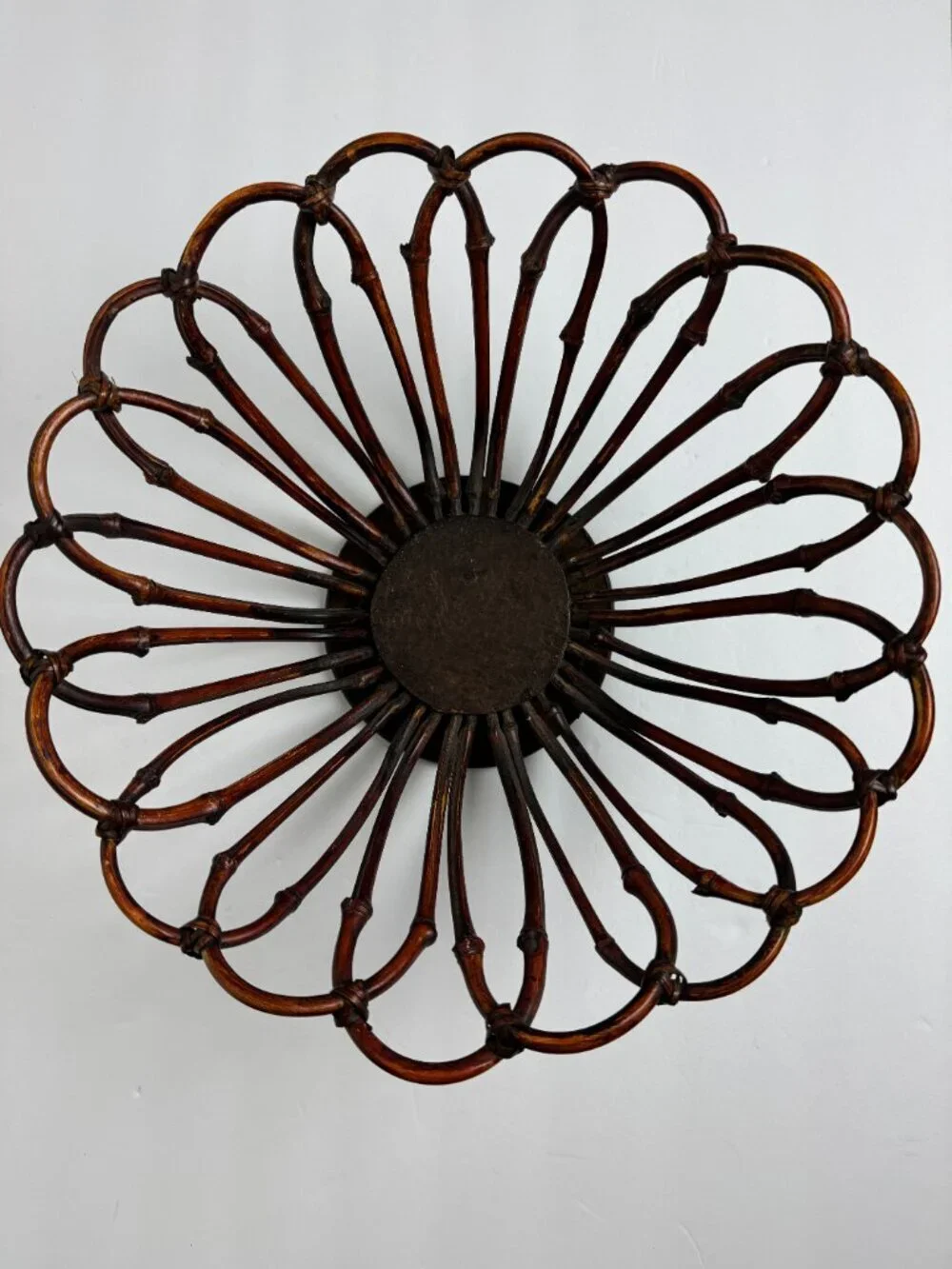 Vintage Bentwood  Bamboo Fruit Bowl Bucket 70s Retro Decor